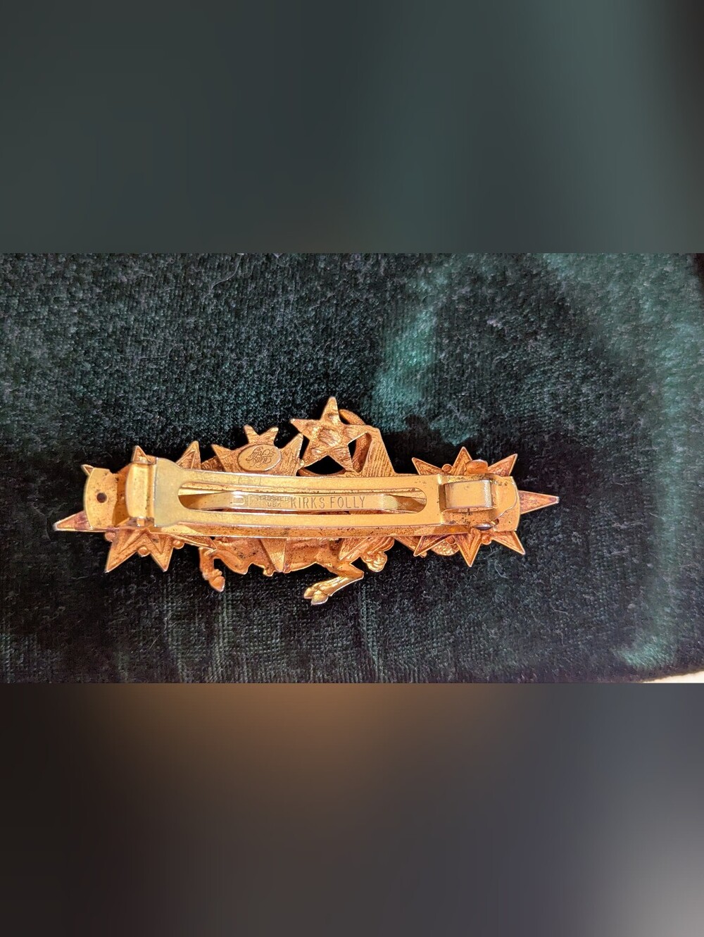 Rare Vintage Kirks Folly Gold-Tone Celestial Star & Moon Hair Clip - Picture 2 of 4